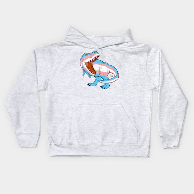 Transosaurus Rex (Scaled) - Transgender Pride Kids Hoodie by tygerwolfe